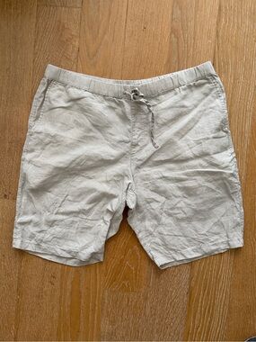 Muji Light Taupe Linen Drawstring Shorts